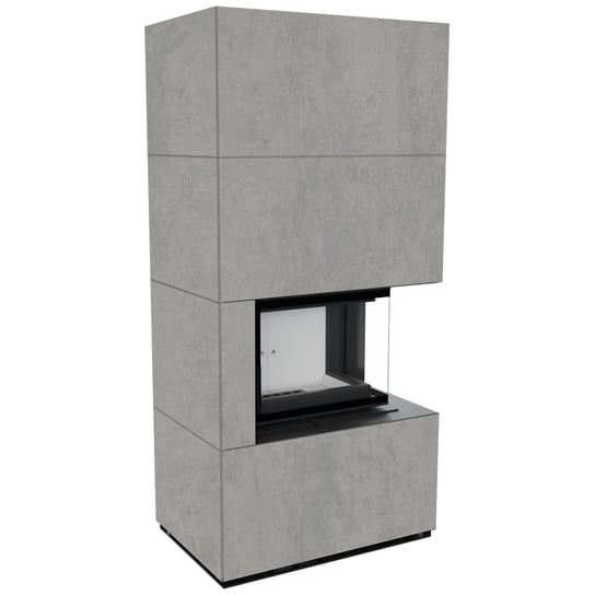 Kominek modułowy FLOKI prawy 8 kW FI 160 GRIGIO BOCCIARDATA z domykaniem Kratki