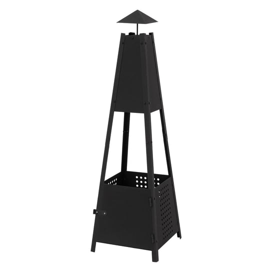 Kominek ogrodowy piramida z kominem 29x100x30 cm Czarny Żelazo ML-DESIGN