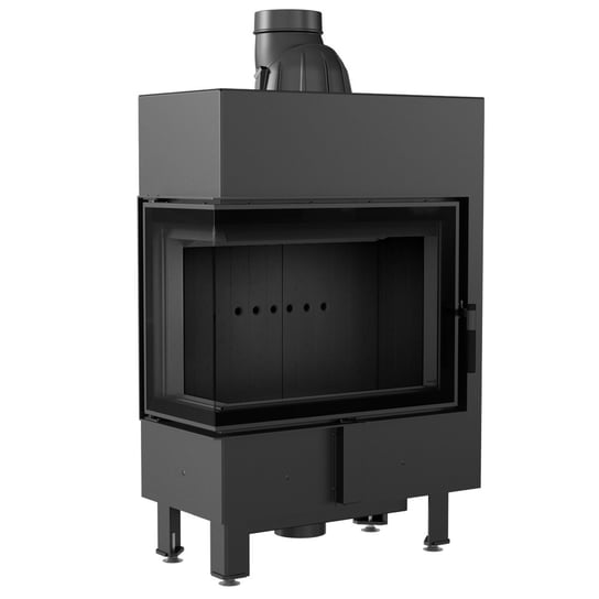 Kominek stalowy LUCY SLIM lewy BS 8 kW Ø 160 Black Kratki