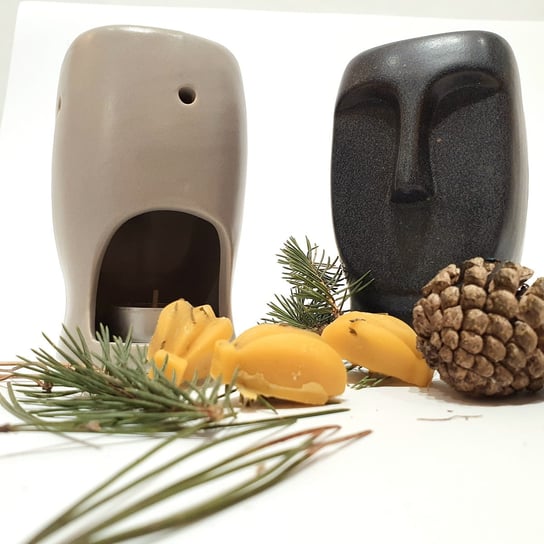 Kominek Zapachowy Face Ceramiczny Szary 13Cm Plus 50G Wosku Zapachowego Home Design