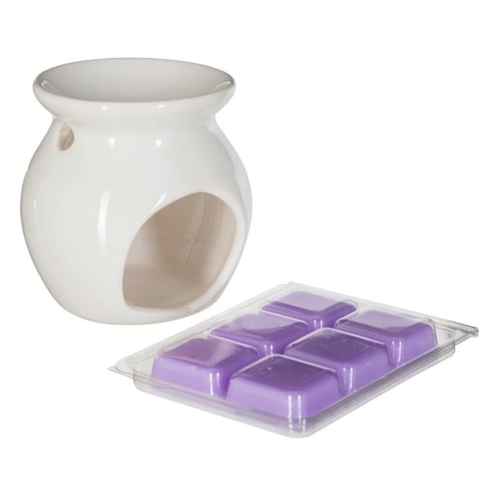 Kominek zapachowy na wosk ATMOSPHERA Lavender, biały, 11x5x19 cm Atmosphera