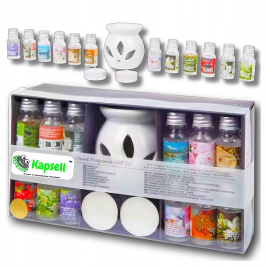 KOMINEK ZAPACHOWY ZESTAW OLEJKI ETERYCZNE ŚWIECZKI AROMATERAPIA NA PREZENT Kapsell.mk