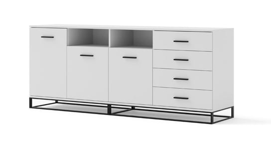 Komoda ARSEN 3D4S 190cm biały alaska / czarny metal BIM Furniture