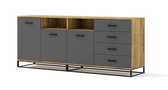 Komoda ARSEN 3D4S 190cm dąb palony / grafit metal BIM Furniture