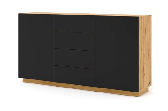 Komoda AURA 2D4S 164 cm dąb artisan / czarny mat BIM Furniture