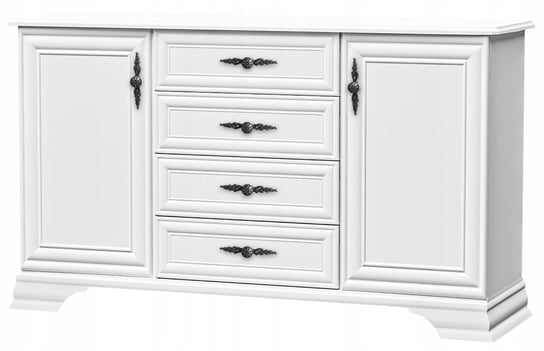Komoda biała PREMIUM, pojemna, duża szafka, szuflady, półki, 155 cm, WERSAL Furnimasters