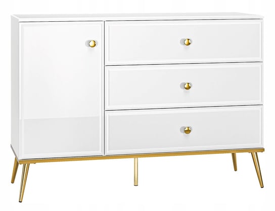 Komoda biała PREMIUM, szafka, szuflady, półki, nowoczesna 120 cm, ATHENA Furnimasters