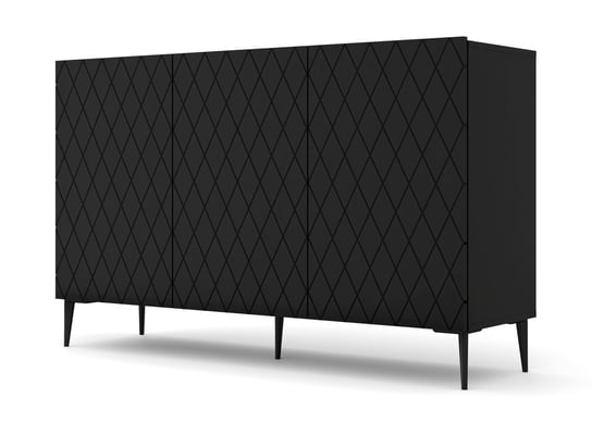 Komoda DIUNA 145 cm 3D czarny mat na nóżkach BIM Furniture
