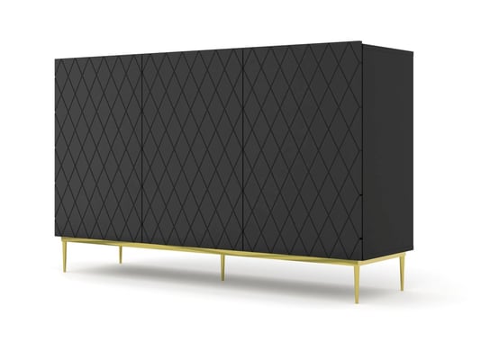 Komoda Diuna 3D 145Cm Czarny Mat + Rama BIM Furniture