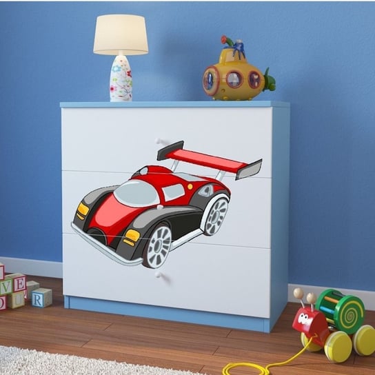 Komoda do pokoju dziecięcego, babydreams, auto wyścigowe, 81 cm, niebieska Kocot Kids