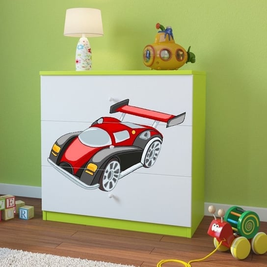 Komoda do pokoju dziecięcego, babydreams, auto wyścigowe, 81 cm, zielona Kocot Kids