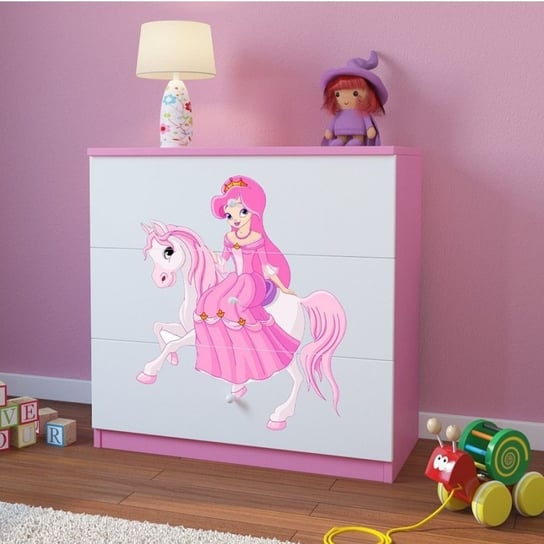 Komoda do pokoju dziecięcego, babydreams, księżniczka na koniu, 81 cm, różowa Kocot Kids