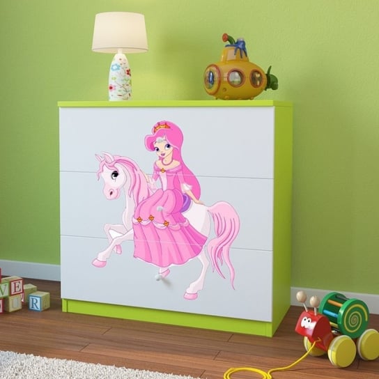 Komoda do pokoju dziecięcego, babydreams, księżniczka na koniu, 81 cm, zielona Kocot Kids