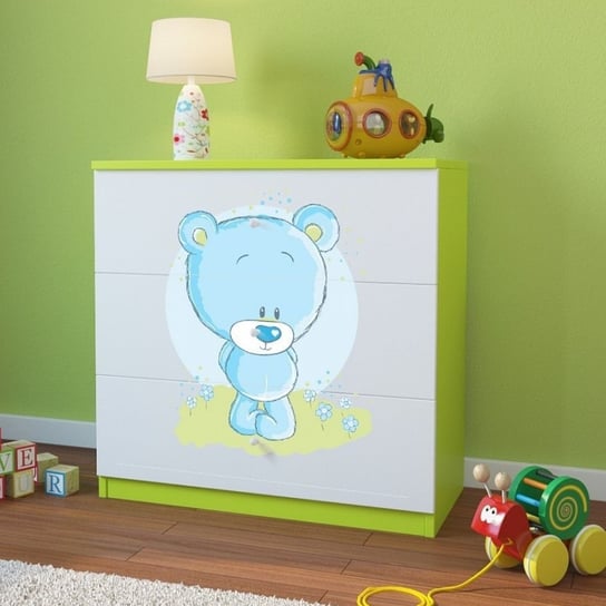 Komoda do pokoju dziecięcego, babydreams, niebieski miś, 81 cm, zielona Kocot Kids