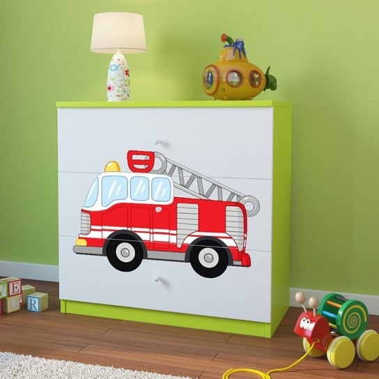 Komoda do pokoju dziecięcego, babydreams, straż pożarna, 81 cm, zielona Kocot Kids