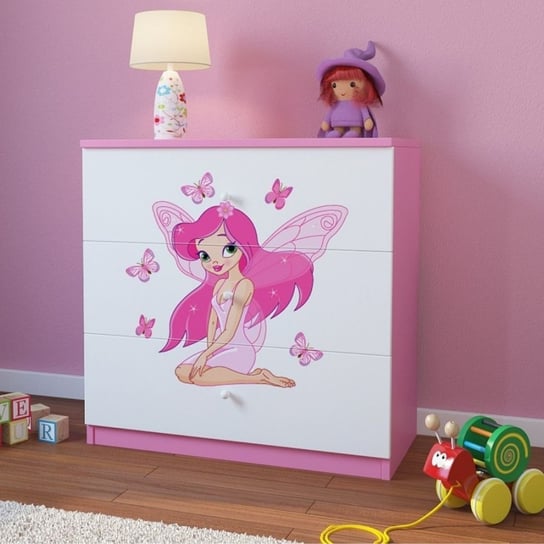 Komoda do pokoju dziecięcego, babydreams, wróżka z motylkami, 81 cm, różowa Kocot Kids