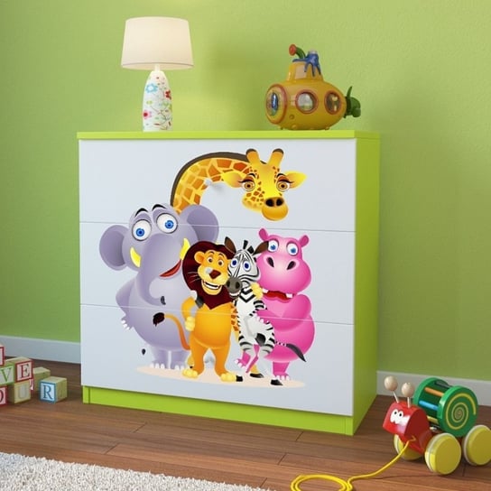 Komoda do pokoju dziecięcego, babydreams, zoo, 81 cm, zielona Kocot Kids