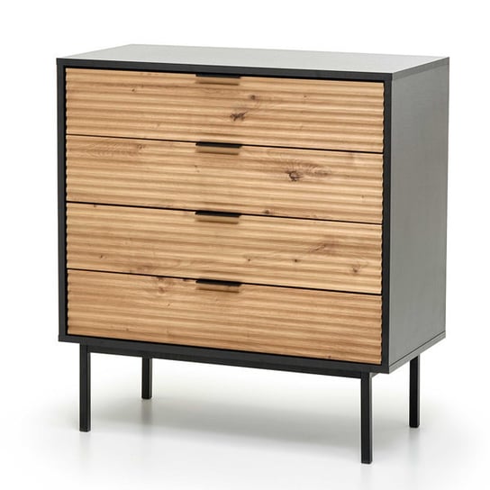 Komoda Lenon 80 cm, 4 szuflady, dąb artisan, czarny Style Furniture