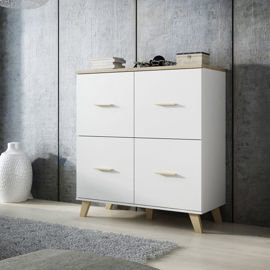 Komoda Livorno, biało-beżowa, 110x119x45 cm High Glossy Furniture