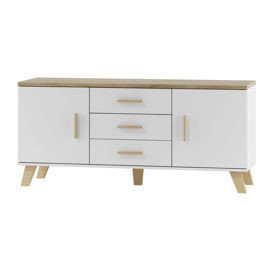 Komoda Livorno z szufladami, biało-beżowa, 150x69x45 cm High Glossy Furniture