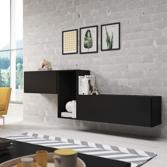 Komoda nowoczesna HIGH GLOSSY FURNITURE Rock, czarna, 225x75x39 cm High Glossy Furniture