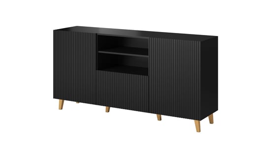 Komoda Pafos 150 cm frezowany front czarny mat BIM Furniture