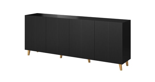Komoda Pafos 200 cm frezowany front czarny mat BIM Furniture