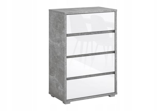 Komoda SARA MEBLE Kashmir, 4 szuflady, beton/biały połysk, 99x65x40 cm Sara Meble