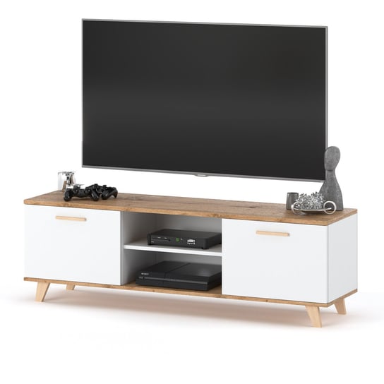 Komoda Skandynawska Rtv Olivier 138cm Pojemna Szafka Pod Telewizor Biała Hurtownia Mebli