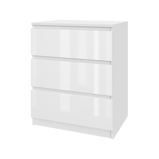 Komoda szafka AVEN 60 cm - biały lakier - 3 szuflady - przedpokój, sypialnia Mebligo