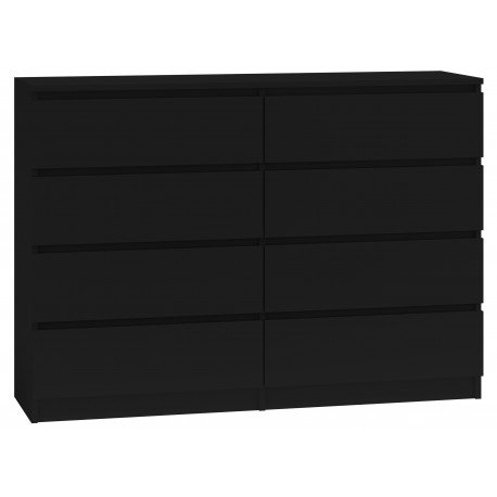 Komoda z 8 szufladami Malwa, czarna, 138x40x97 cm Topeshop