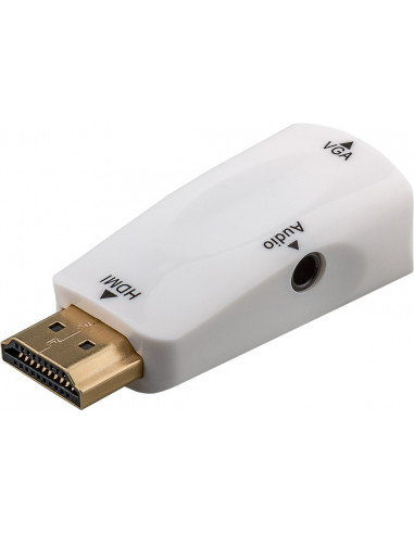 Kompaktowy adapter HDMI™/VGA z audio, pozłacany Goobay