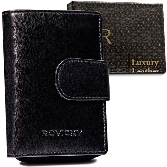 Kompaktowy portfel damski, czarny, Rovicky Rovicky