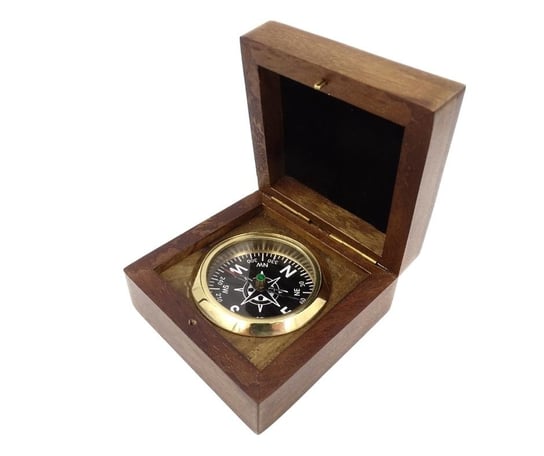 Kompas mosiężny w pudełku drewnianym, 5 cm House of Gadgets