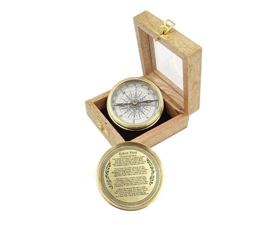 Kompas mosiężny w pudełku drewnianym C-57A UPOMINKARNIA