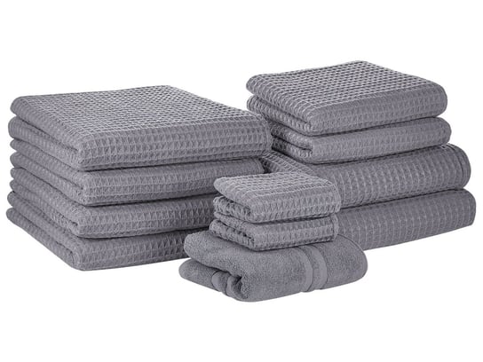 Komplet 11 ręczników bawełniany szary AREORA Beliani