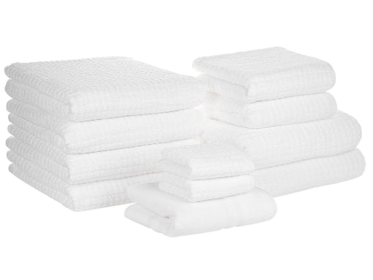 Komplet 11 ręczników bawełnianych frotte biały ATAI Beliani