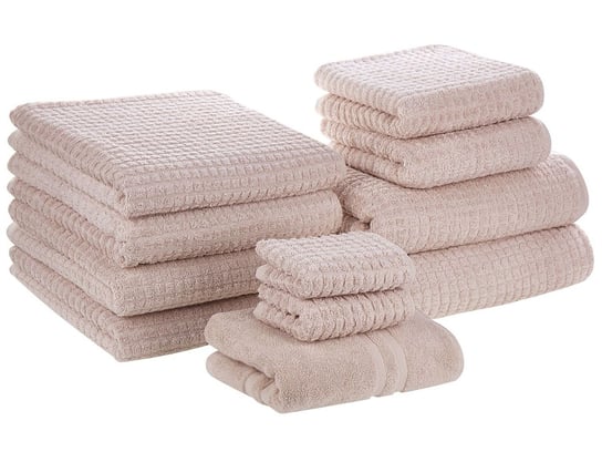 Komplet 11 ręczników bawełnianych frotte różowy ATAI Beliani