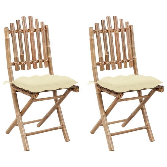 Komplet 2 krzeseł ogrodowych z poduszkami, bambus, Inna marka