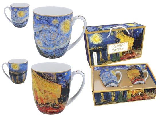 Komplet 2 kubków V. van Gogh - Taras kawiarni nocą i Gwiaździsta Noc 450 ml, Carmani Carmani