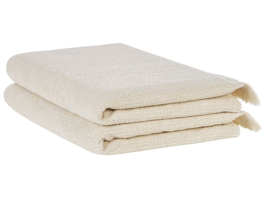 Komplet 2 ręczników bawełnianych frotte beżowy ATIU Beliani