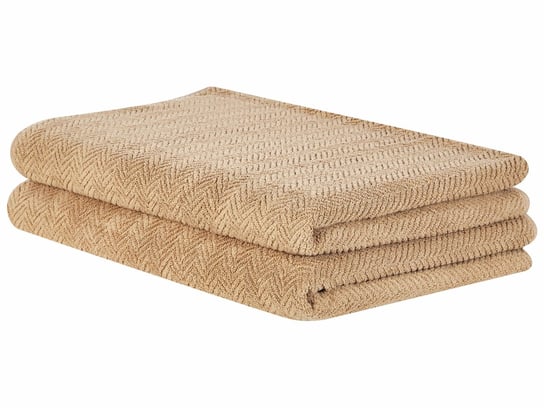 Komplet 2 ręczników bawełnianych frotte beżowy MITIARO Beliani