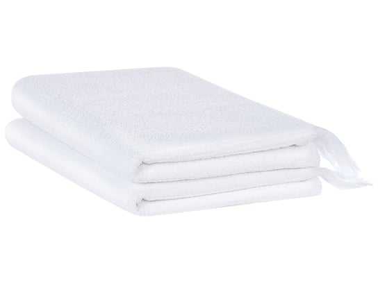 Komplet 2 ręczników bawełnianych frotte biały ATIU Beliani