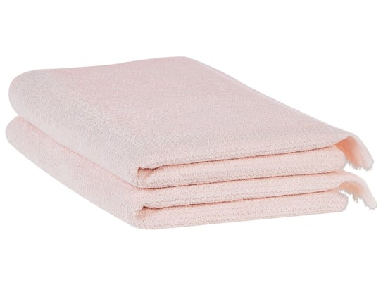 Komplet 2 ręczników bawełnianych frotte różowy ATIU Beliani
