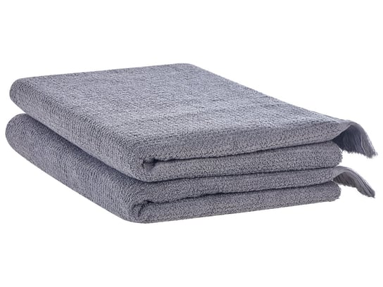 Komplet 2 ręczników bawełnianych frotte szary ATIU Beliani