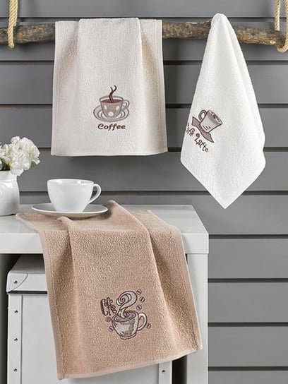 Komplet 3 ręczników kuchennych haft CAFE PRIMA 30 x 50 cm Mix 3 kolorów - CAFE PRIMA 1 Darymex