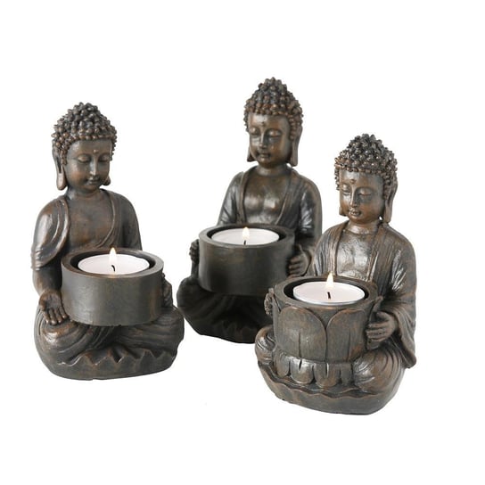 Komplet 3 świeczników na tealighty Budda Boltze