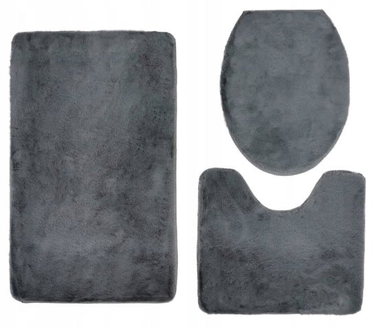 Komplet 3cz pluszowych dywaników łazienkowych OSLO TPR 45X75 C.SZARY Kontrast