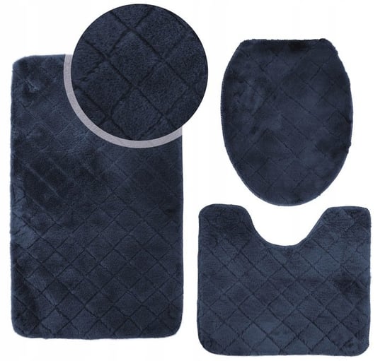 Komplet 3cz pluszowych dywaników łazienkowych OSLO TPR DESIGN 45X75 GRANAT Kontrast