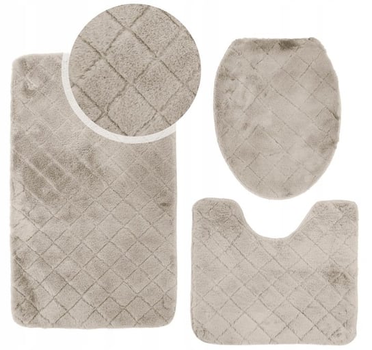 Komplet 3cz pluszowych dywaników łazienkowych OSLO TPR DESIGN 45X75 TOUPE Kontrast